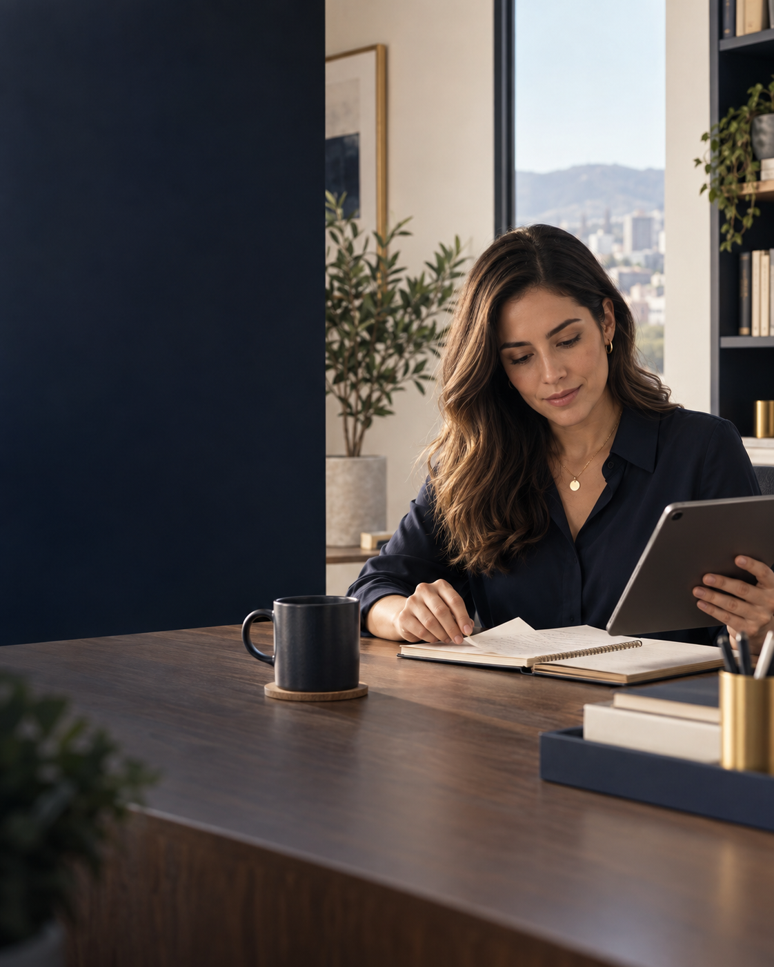 Profesional revisa sus finanzas en un espacio de trabajo tranquilo